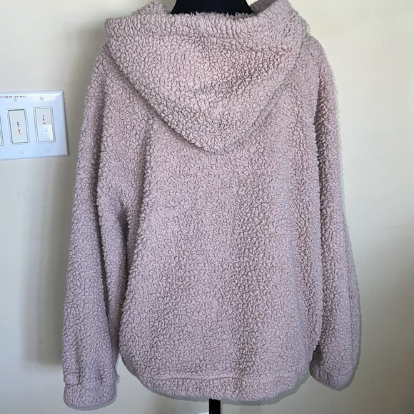 American Eagle Outfitters Sherpa pullover hoodie Dusty Pink Size Medium - Picture 4 of 8